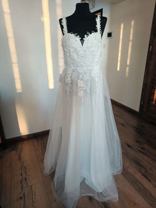 Suknia ślubna 48 4XL Bonprix biała