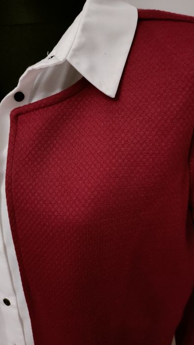 Płaszcz płaszczyk sweter kardigan bordowy długi jak nowy czerwony