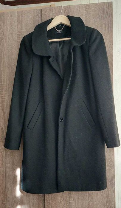 Весняне пальто, осіннє жіноче пальто чорне з хутром, розмір S