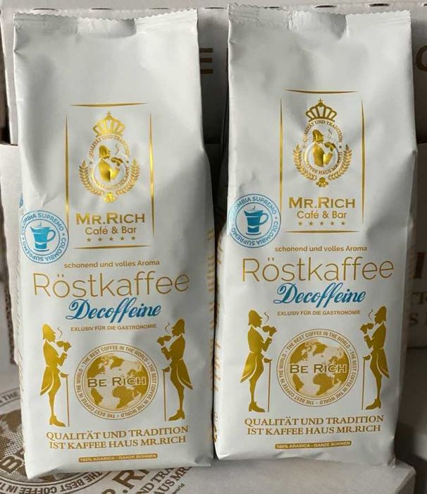 Кофе в зернах Mr. Rich Decoffeine ( Кофе без кофеина).500гр.