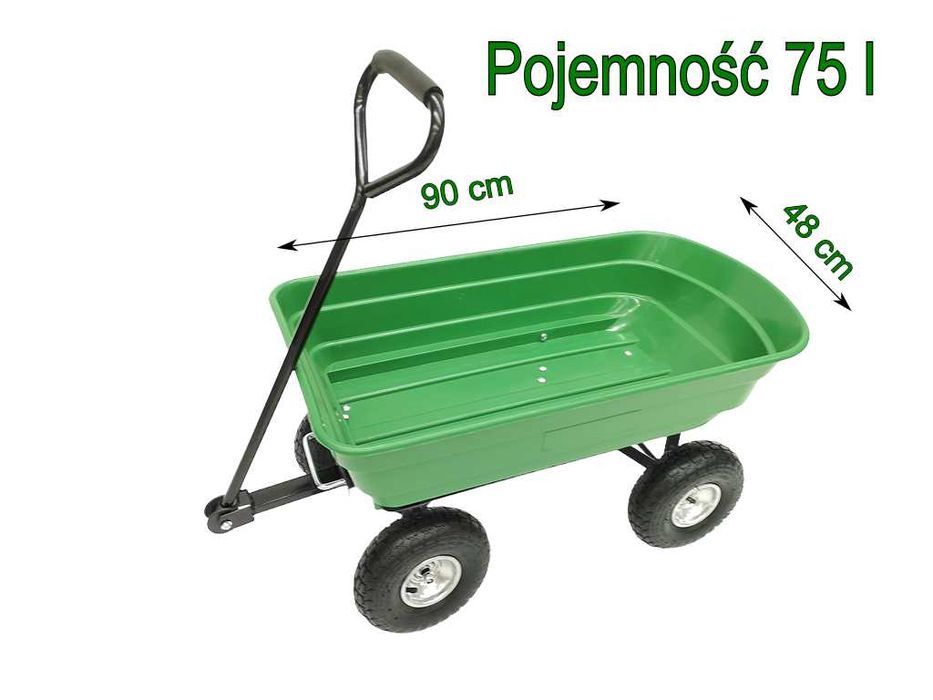 Wózek ogrodowy transportowy 75 L taczka wywrotka stalowe felgi 350 kg