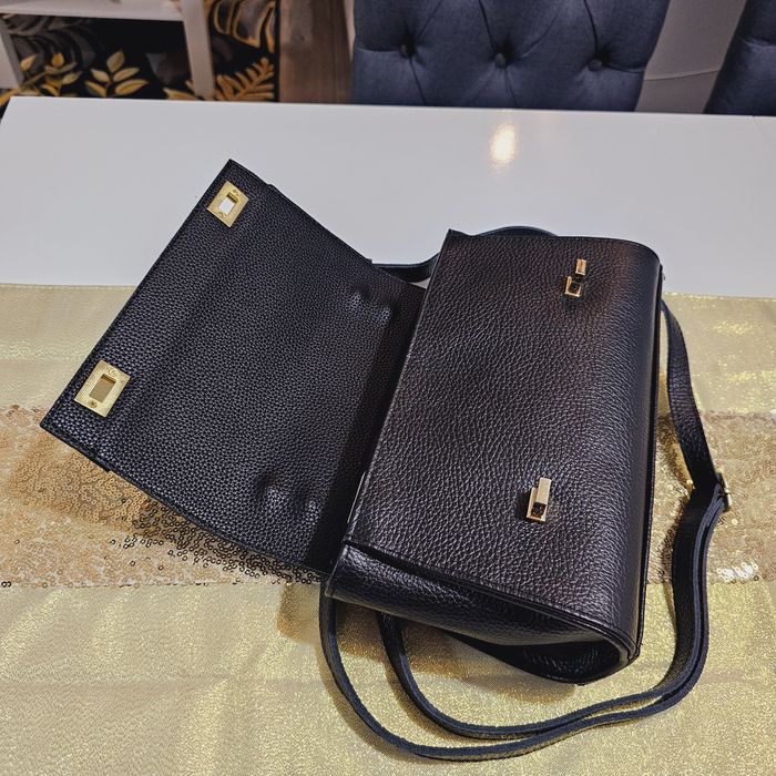 Torebka listonoszka Massimo Contti skóra naturalna na ramię czarny