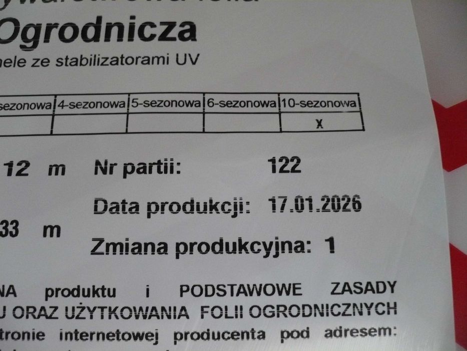 folia tunelowa ogrodnicza 12x33  uv 10