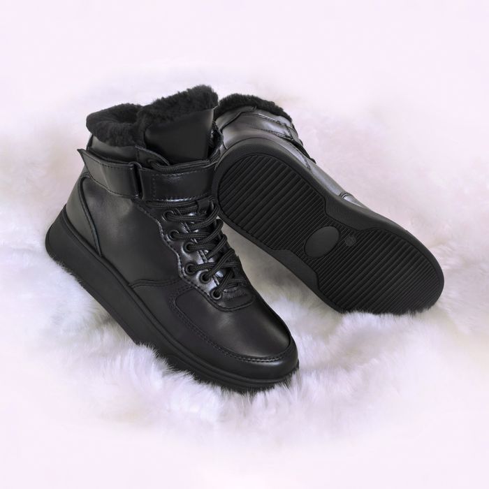 Жіночі зимові кросівки високі чорні натуральні хайтопи 35 36 37 40 41