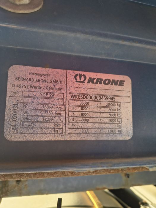 Krone SDP 27 Pół mega BDE, opony 55, 2010r