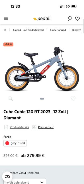 Bicicleta 2-4anos Cube Cubie 120