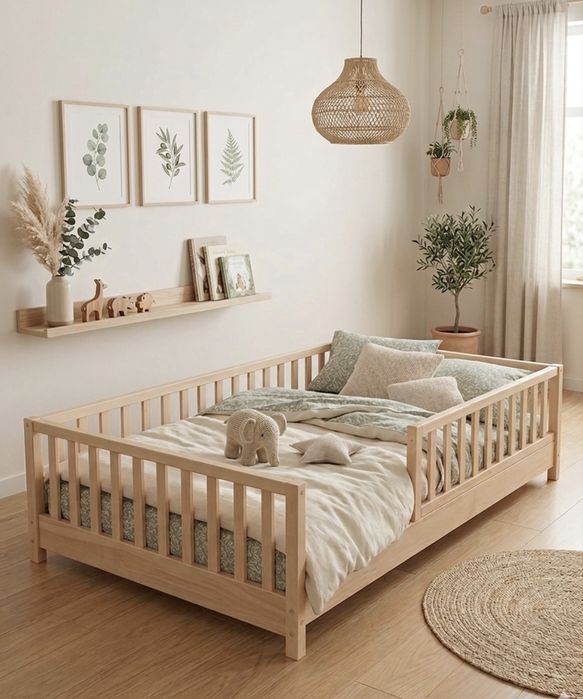 Детская кроватка с матрасом дитяче ліжечко монтессорі з матрацом