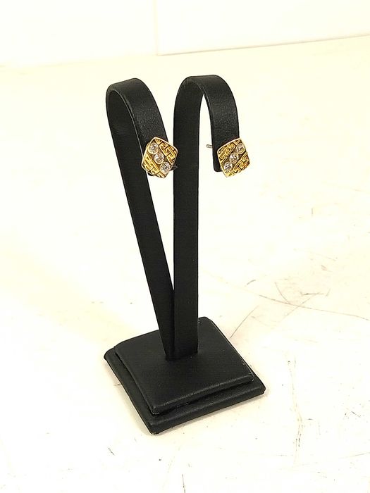 Złote kolczyki KWADRATY CYRKONIE 585 1,55G SZTYFT