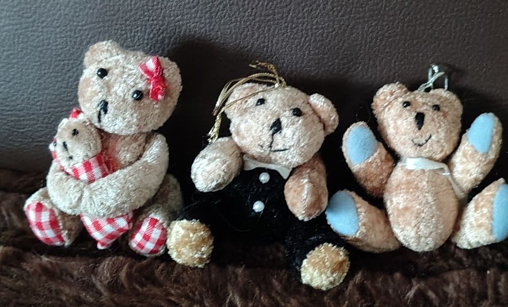 Mini misie zawieszki saga retro trzy sztuki