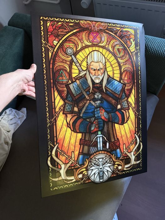 Displate Witcher | Wiedźmin Geralt Stained Glass *rozmiar L Textra*