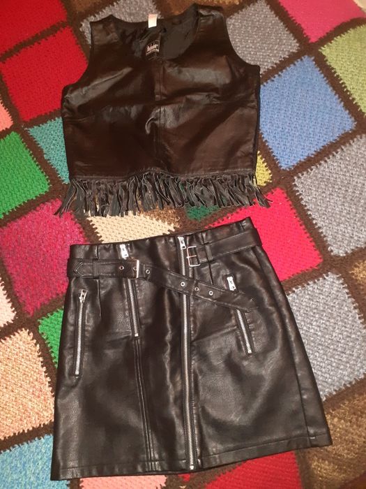 Юбка+топ шкіряні
