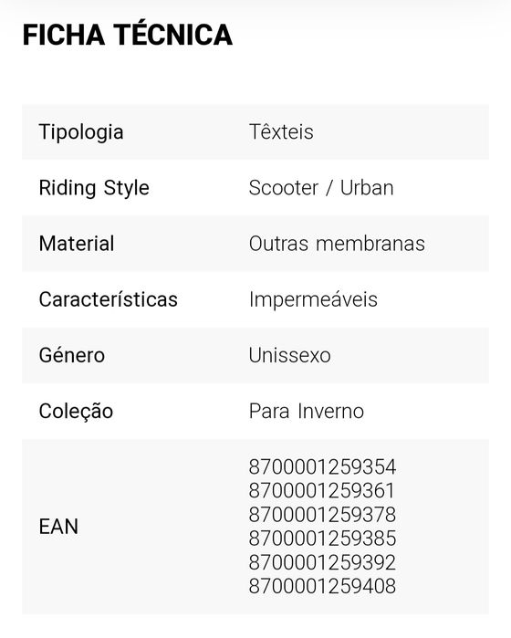 Luvas motociclista