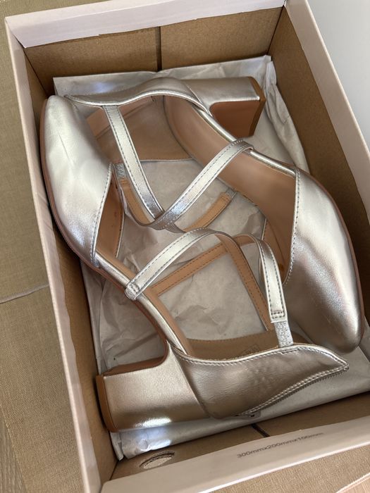 Buty na obcasie wesele srebrne
