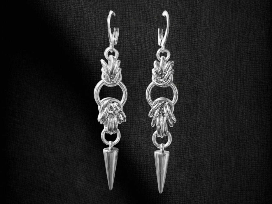 Kolczyki z kolcami – gothic, punk, stal chirurgiczna, handmade
