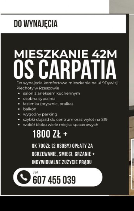 Mieszkanie do wynajecia 42m 2pokoje Osiedle Carpatia - Widok 6