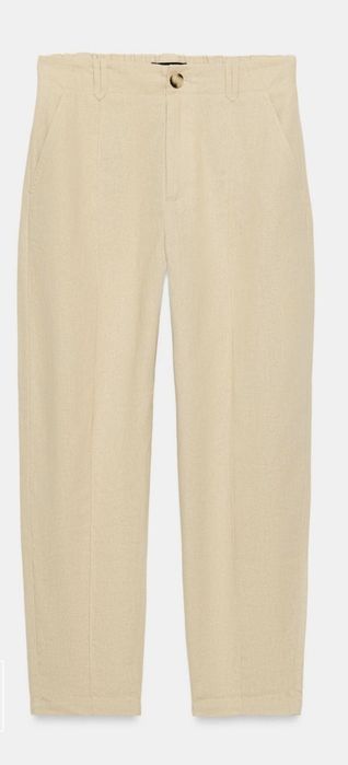 Штани  Zara carrot fit  з льоном та акцентованим швом