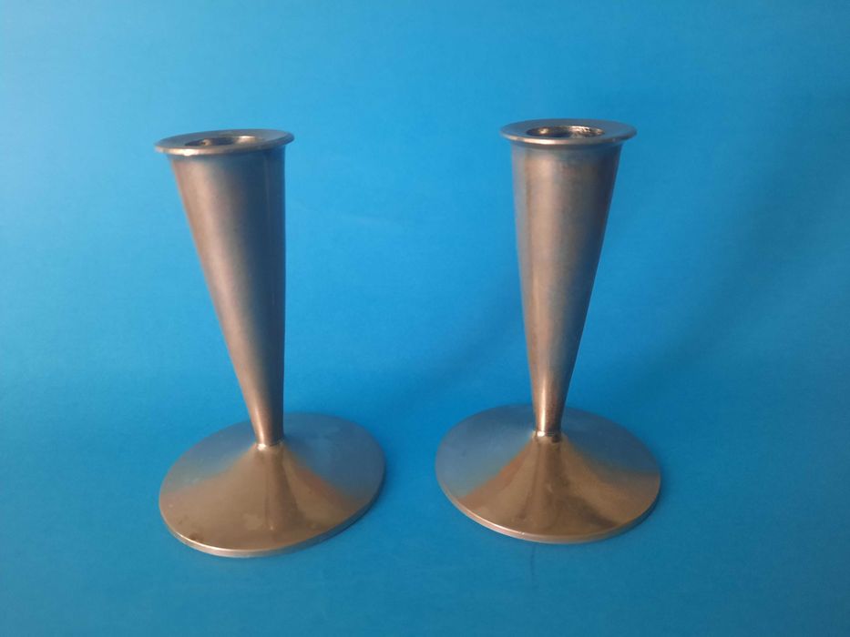 metalowe świeczniki- komplet 2 szt.- vintage