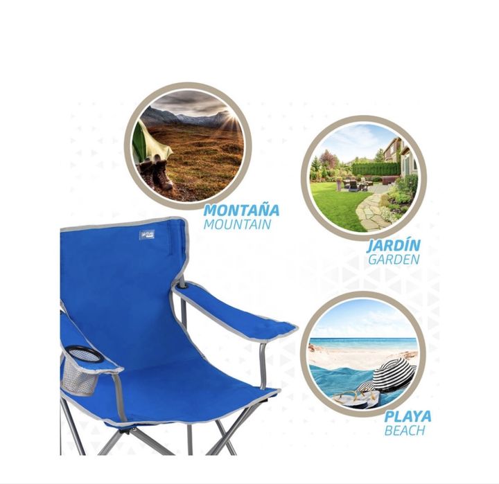 Cadeira de Campismo Dobrável AKTIVE com Porta-copos (Azul)