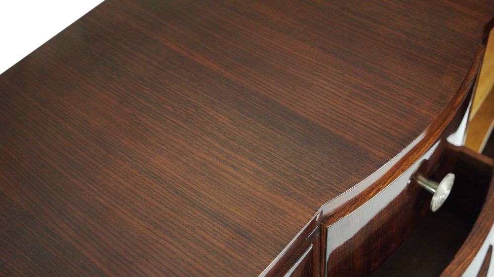 Aparador Art Deco Pau Santo | Século XX | Madeira Nobre Latão Cromado