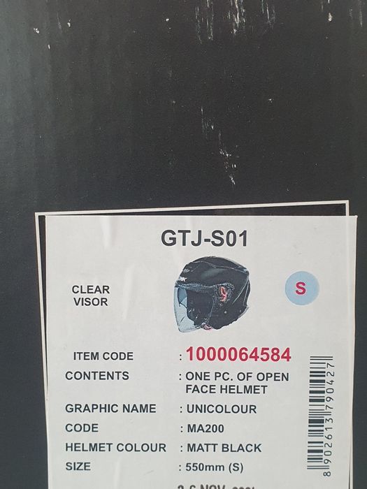 Kask otwarty SMK GTJ Matt Black – rozmiar S