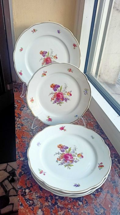 Komplet duży talerz + 4 talerzyki wzór 520 Ćmielów lata 30-te