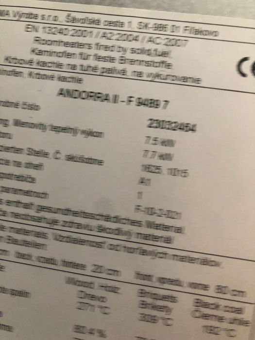 Kominek Andorra II 7,5 kw ,koza