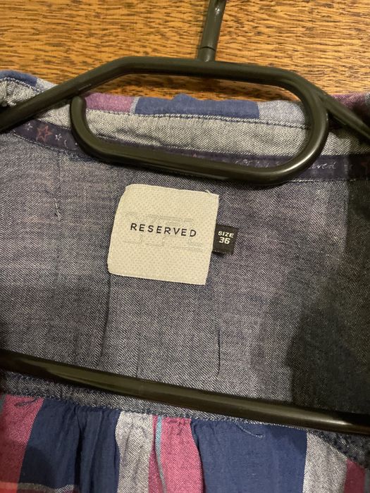 Koszula w fioletowo różową kratę