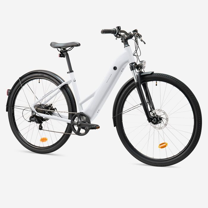 Bicicleta de Trekking Elétrica Quadro Baixo E-ACTV 100 Cinzento-pérola