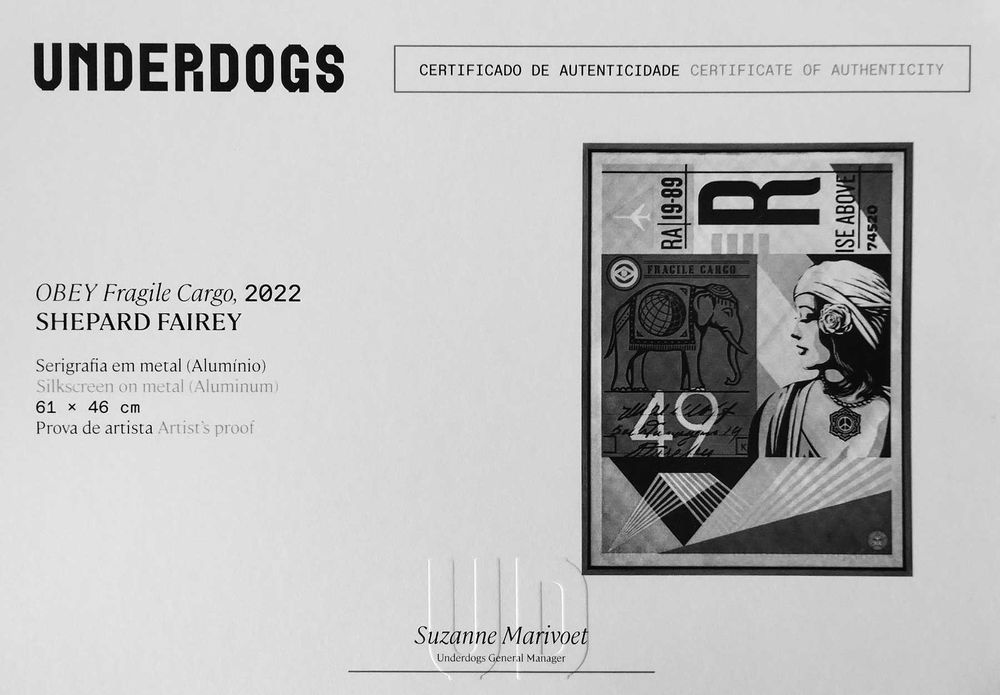 OBEY – Serigrafia em Metal "Fragile Cargo" (Prova de Artista)