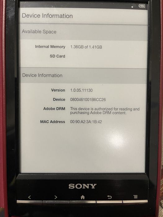 Електронна книга  SONY Model : PRS-T1