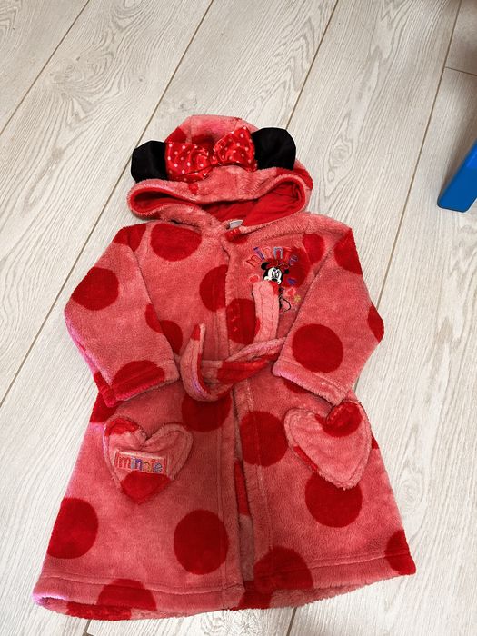 Детский махровый халат  Disney с Минни Маус розовый на 9-12 мес