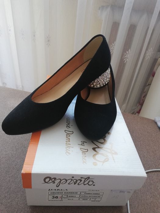 Czółenka, baleriny r 36 skóra zamszowa, 23 cm, Espinto, alma en pena