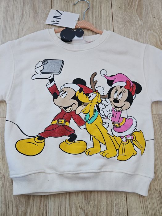 Świąteczna NOWA bluza Zara Disney Myszka Minnie Mickey Pluto gwiazdka