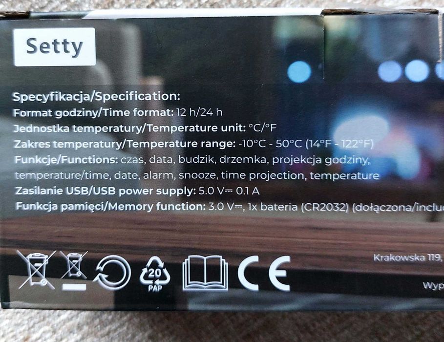 Budzik LED z projekcją