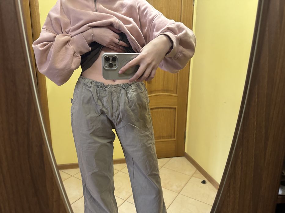 Карго штани y2k кольору хакі світло коричневі широкі штани джогери