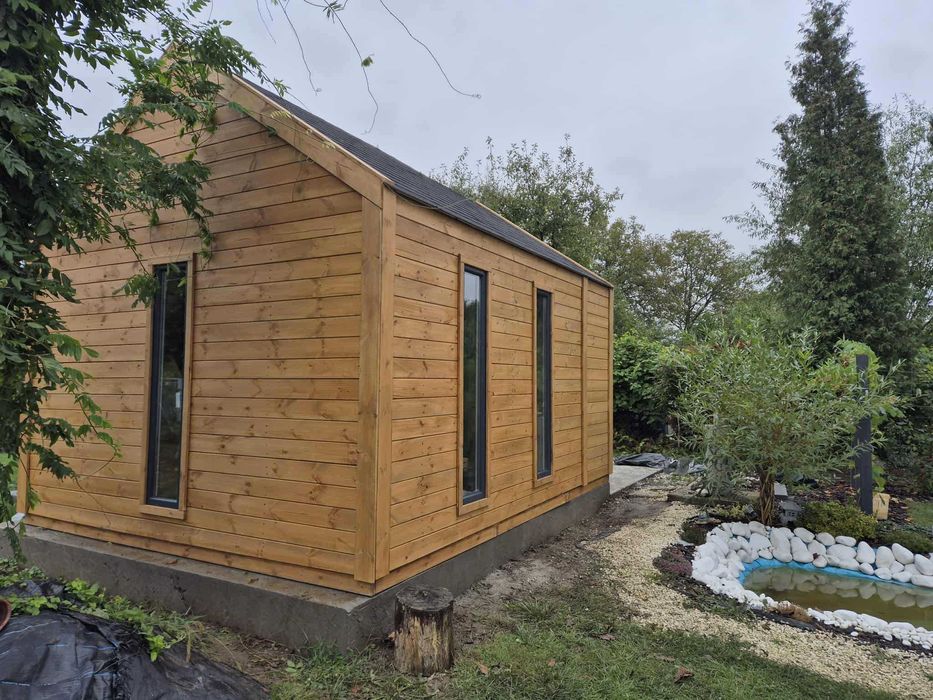 • • • • Domek narzędziowy • • • •  D25 5x3,5 m z tarasem  DREWNOTRIK