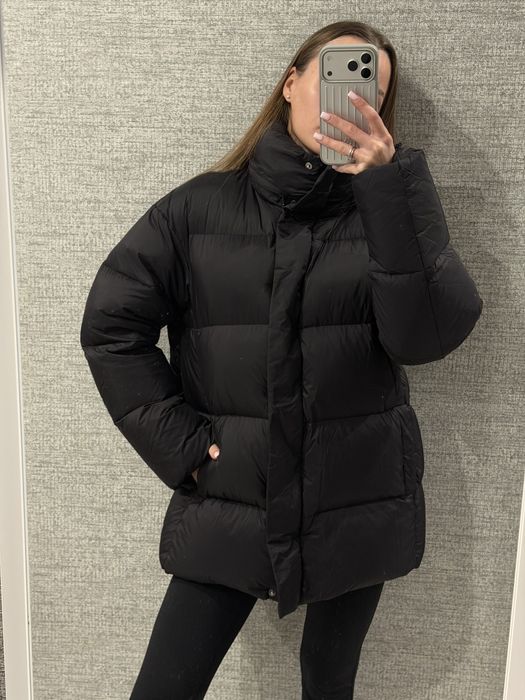 Пуховик натуральний zara xs овер,після хімчистки