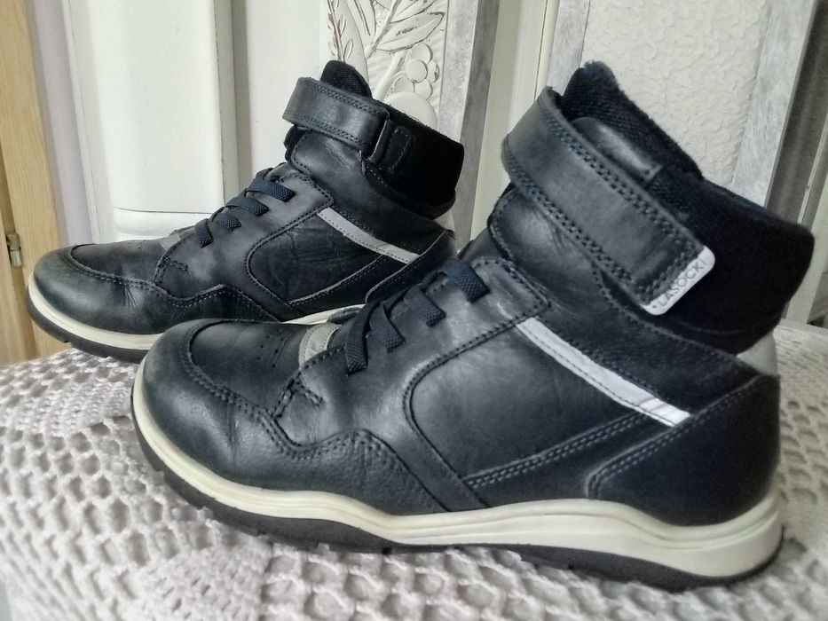 GRATIS skórzane Lasocki buty zimowe dziecięce chłopięce ocieplane 34