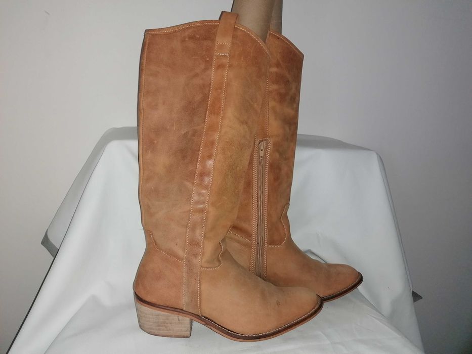 Wiosenne 100% skóra naturalna włoskie kozaki kowbojki