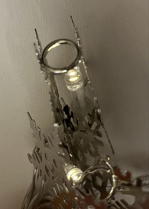 Lampki LED łańcuch srebrne gwiazdki 10 LED 90 cm