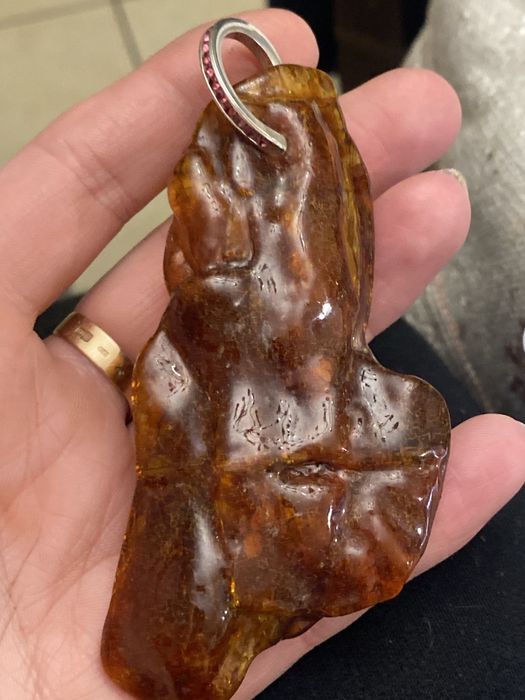 Wielki wisior bursztyn naturalny srebro 925 10 cm