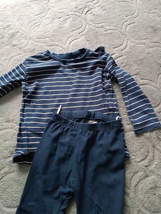 Zestaw chłopięcy H&M 86 granatowy spodnie i koszulka