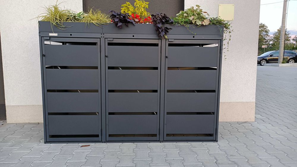 Zabudowa Obudowa Kosza na Śmieci Wiata Śmietnikowa z Kwietnikiem