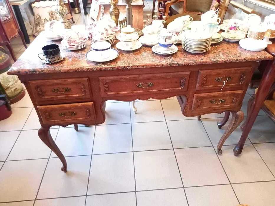 Biurko dębowe z marmurowym blatem