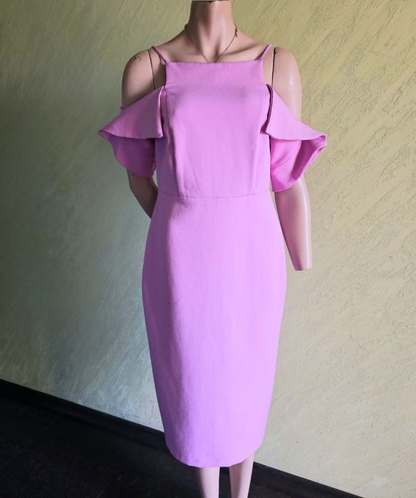 Liliowa/wrzosowa sukienka hiszpanka midi r.M/L River Island