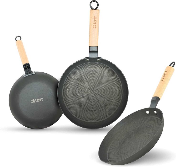 Frigideira de ferro fundido com cabo de madeira (20/24/28)