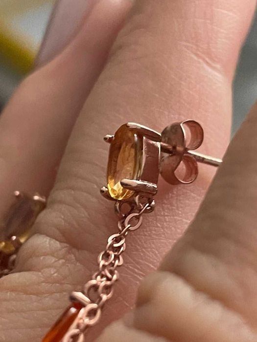 Серебряные серьги 925 пробы с сапфиром цитрином топазом