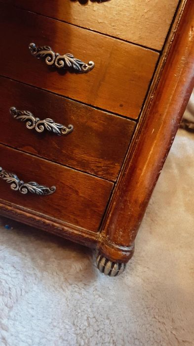 Drewniana szkatułka kuferek z okuciami komoda brązowa boho Hampton hit