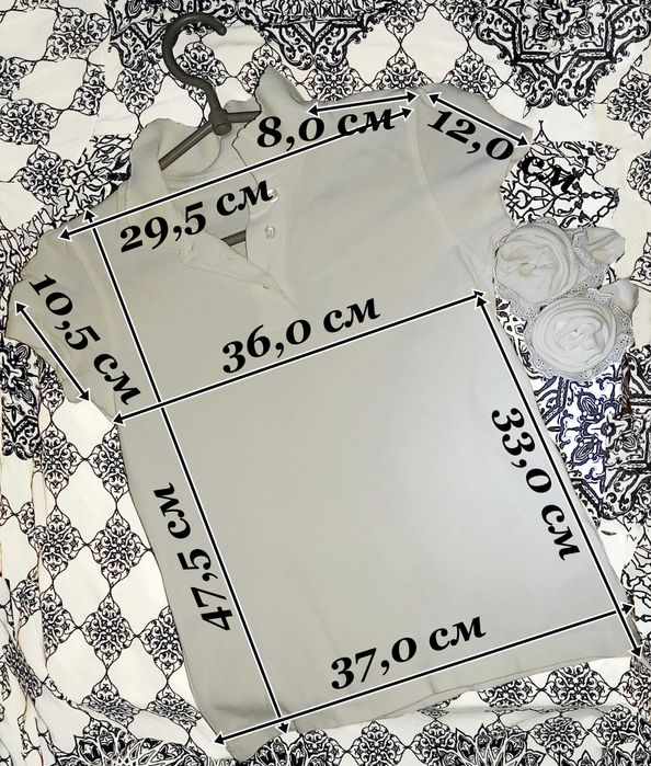 Детская одежда Белая Футболка Поло для девочки рост 128-134 8-9 лет