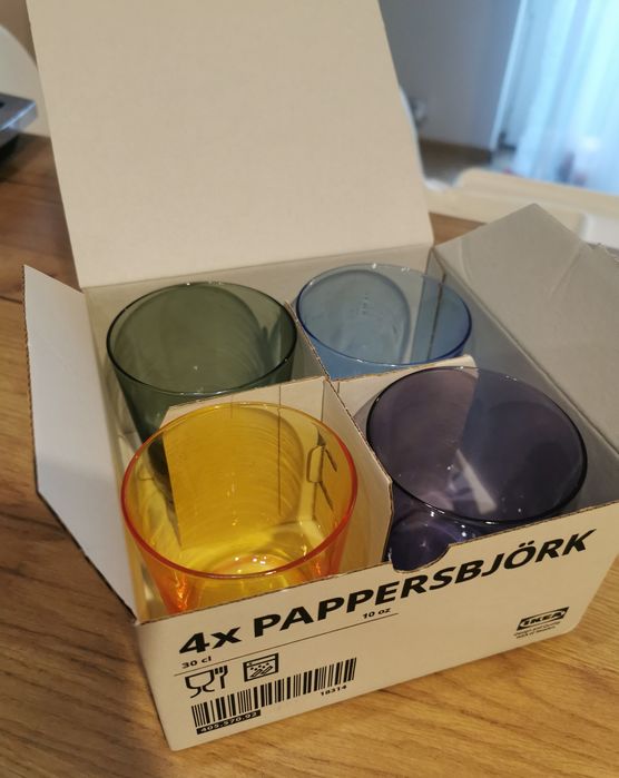 Szklanki ikea 4x PAPPERSBJÖRK różne kolory pastelowe